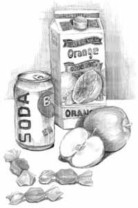 Orange juice, Soda, apples, and candy are considered quick fix foods